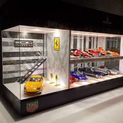 1/64展示14台可・近未来ガレージ・ディスプレーBOX・LED照明10灯