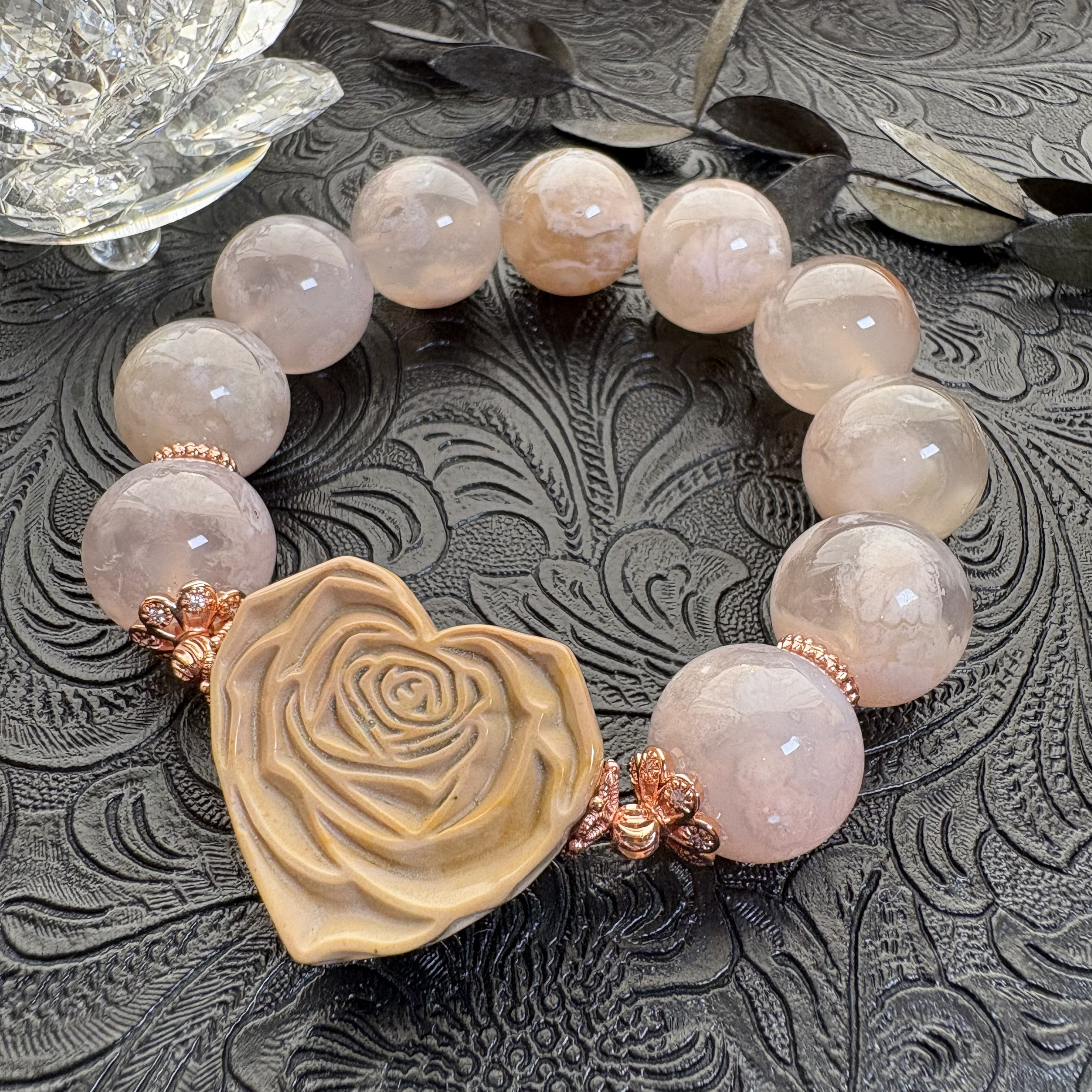 ハート桜瑪瑙ブレスレット325