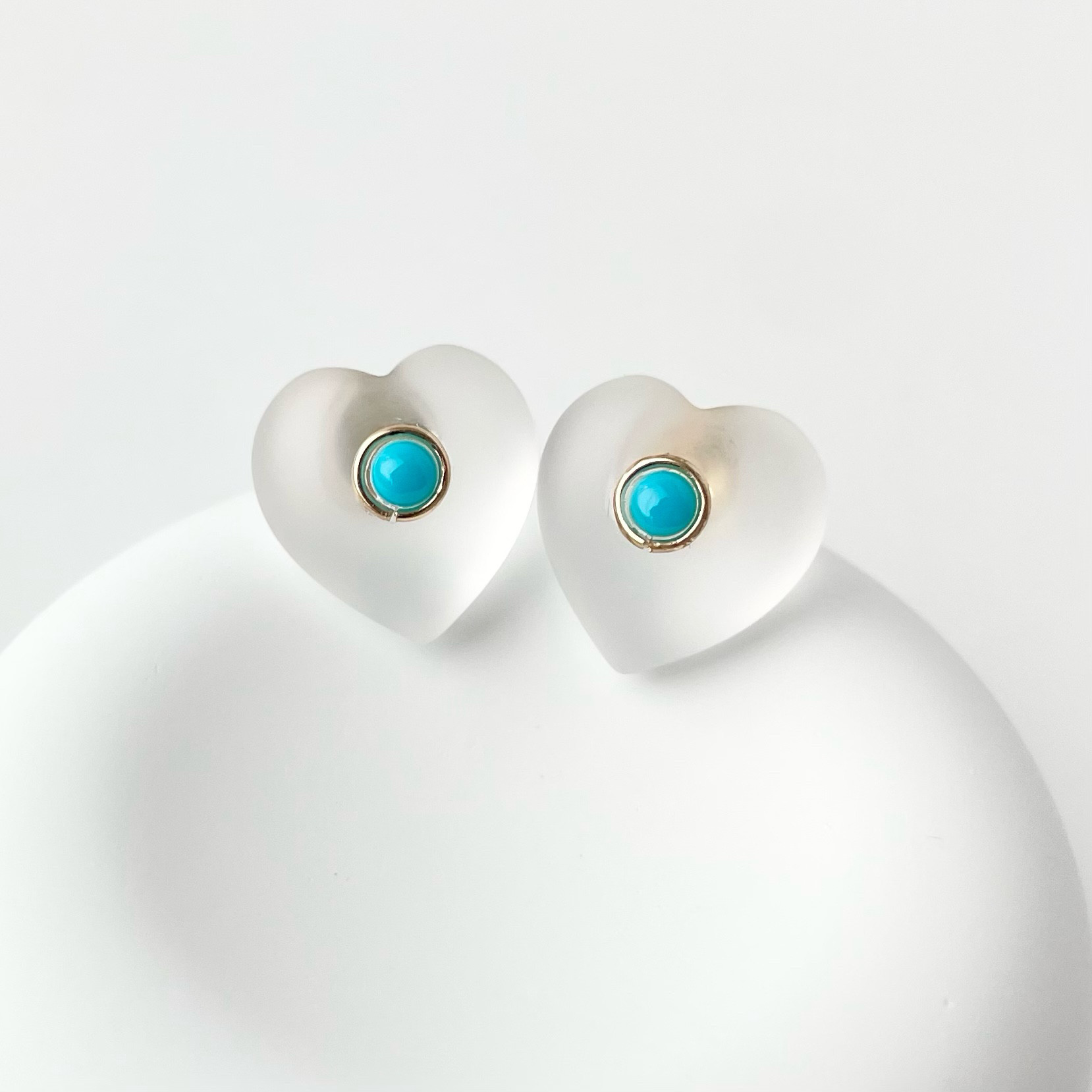 Frosted crystal quartz × Sleeping Beauty Turquoise 14kgfピアス