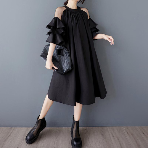 大きいサイズ フリル ワンピース レディース 春夏 新品 半袖