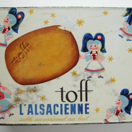 フランス　アンティーク　TIN ティン缶　アルザス　ビスケット　エルベモルバン ティン缶 L'ALSACIENNE TOFF アルザ ビスケット缶 アンティーク