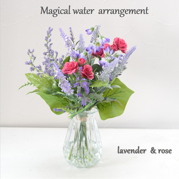 マジカルウォーター ラベンダー＆ローズ　 フェイクグリーン マジカルウォーターアレンジ 光触媒 造花 インテリアグリーン