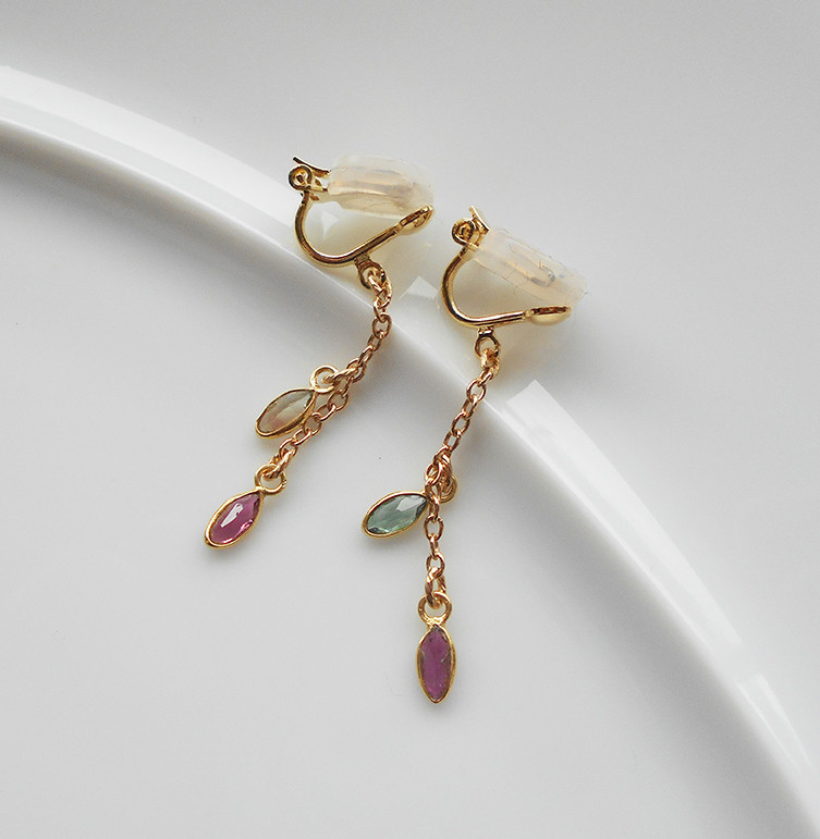 マルチカラートルマリンのゆらゆらイヤリング