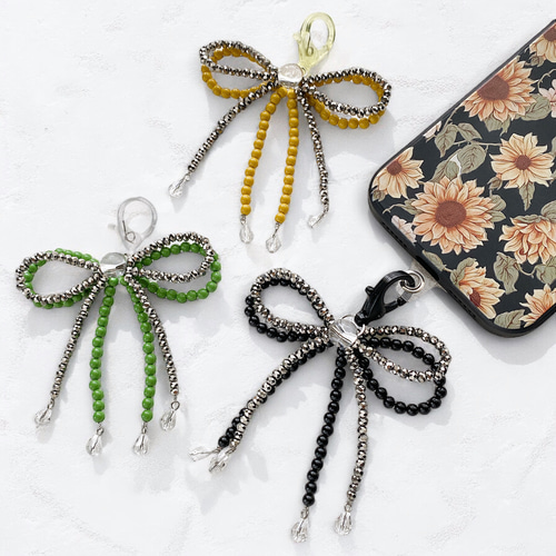 選べる7色のスマホリボンチャーム ストラップ キーホルダー 携帯