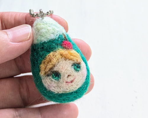 ドロップちゃんマスコット(⁠メロンソーダ)羊毛フェルト チャーム