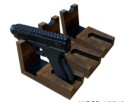 WOODWORKS ハンドガンスタンド1丁掛 3個セット 木製 日本製