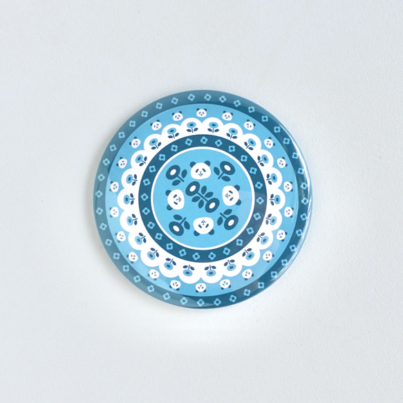北欧パンダの缶ミラー《ブルー》 1枚目の画像