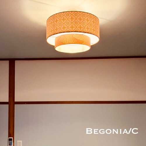 天井照明 Begonia2/CSA シーリングライト E26 LED 北欧レトロ 天井照明 Begonia2/CSA シーリングライト 綿生地 ウィッカー編み