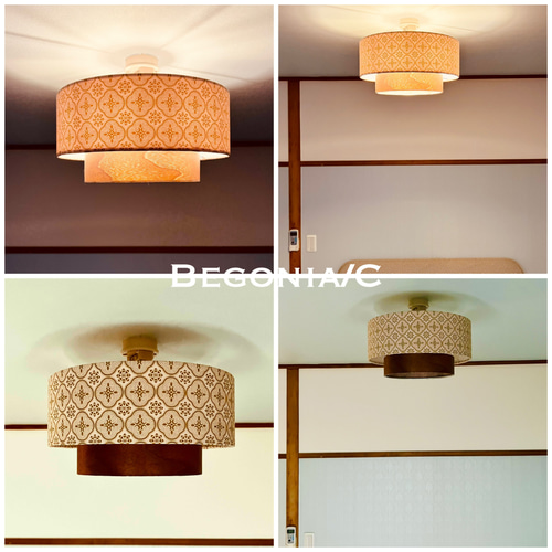 シーリングライト 照明 Begonia/CAB 生地突板 ランプシェード E26 LED