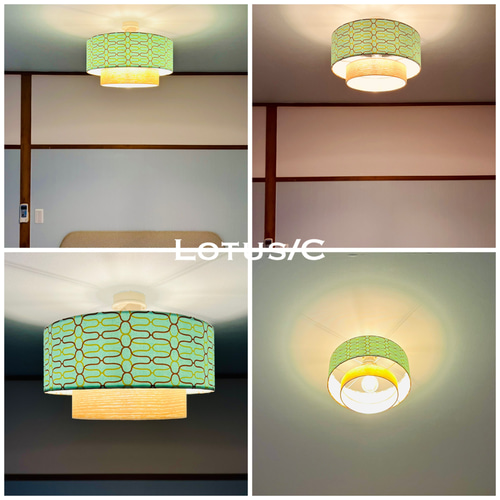 天井照明 Lotus/C シーリングライト E26 レトロ 北欧 インテリア シーリングライト 照明 Lotus/C 綿生地突板 ランプシェード E26 LED