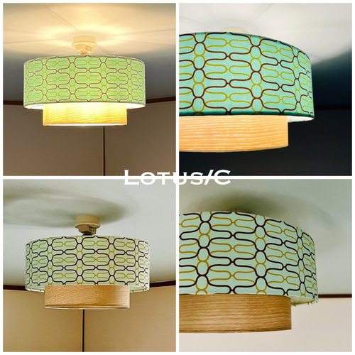 シーリングライト 照明 Lotus/C 綿生地突板 ランプシェード E26 LED