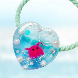 蓄光*・゜メンダコのガラケー キーホルダー✽.。水色 ブルー 青