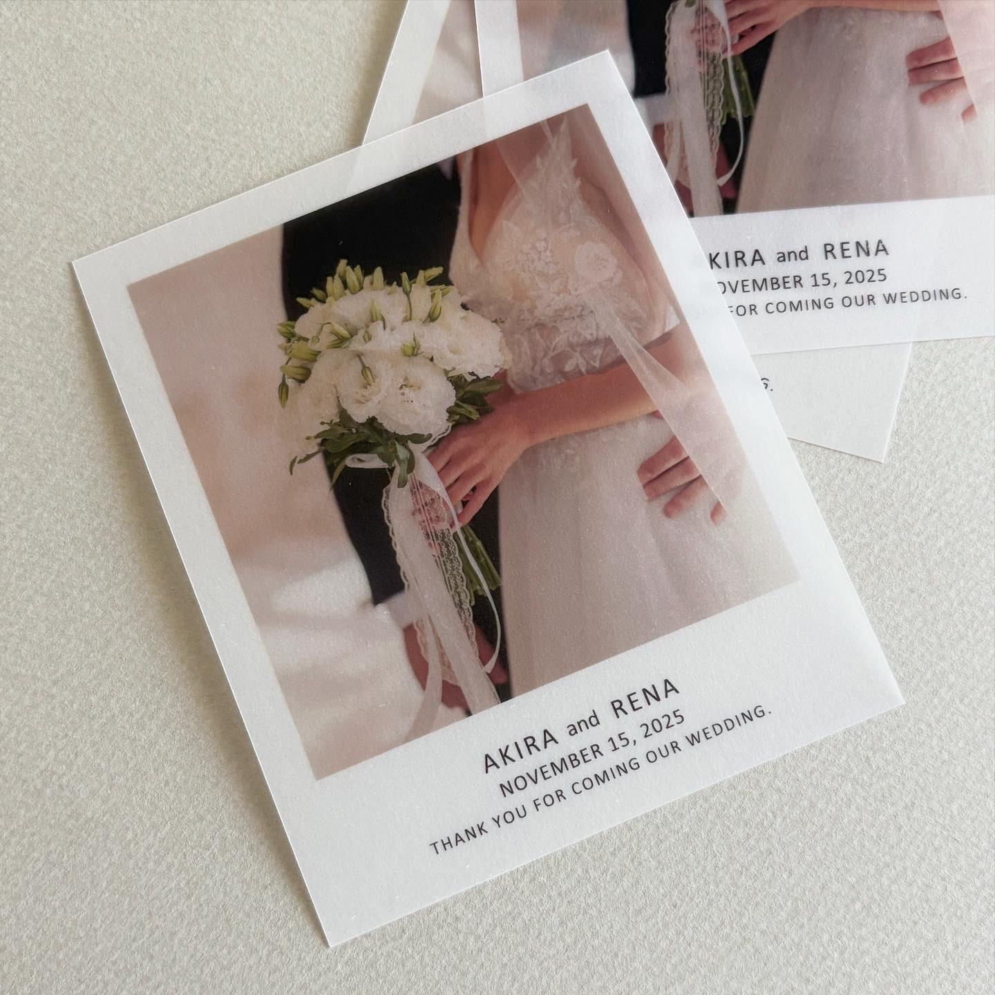 サンキューカード /100枚〜/結婚式/ポラロイド風 /写真入り〈TC-No.04〉