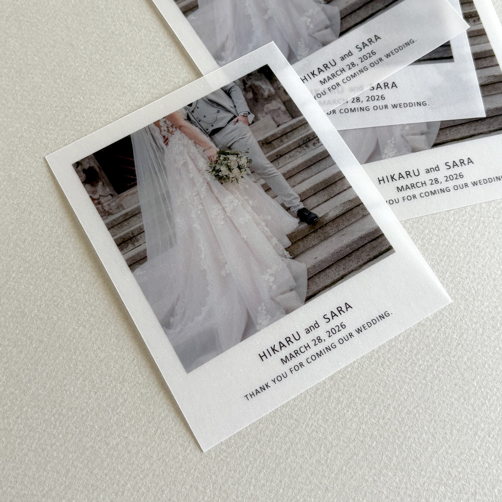 サンキューカード /100枚〜/結婚式/ポラロイド風 /写真入り〈TC-No.04〉