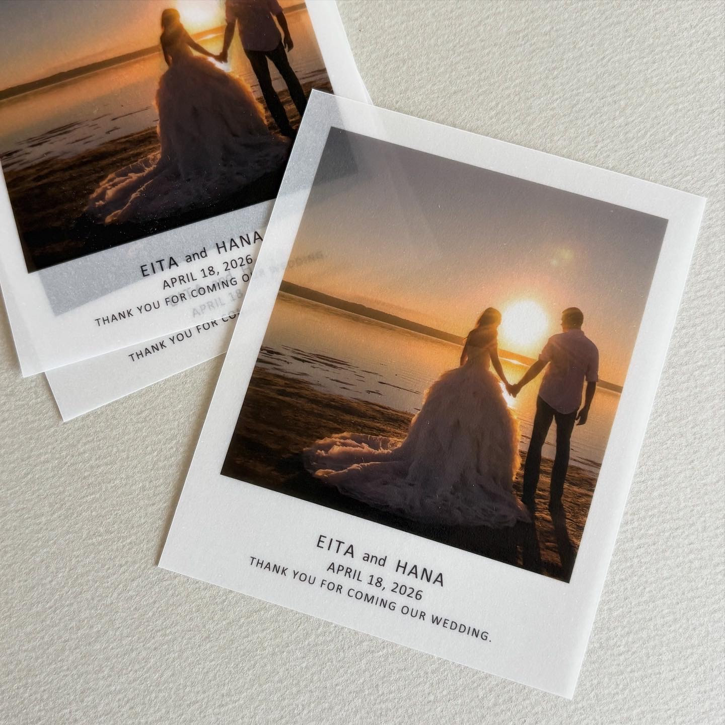 サンキューカード /100枚〜/結婚式/ポラロイド風 /写真入り〈TC-No.04〉