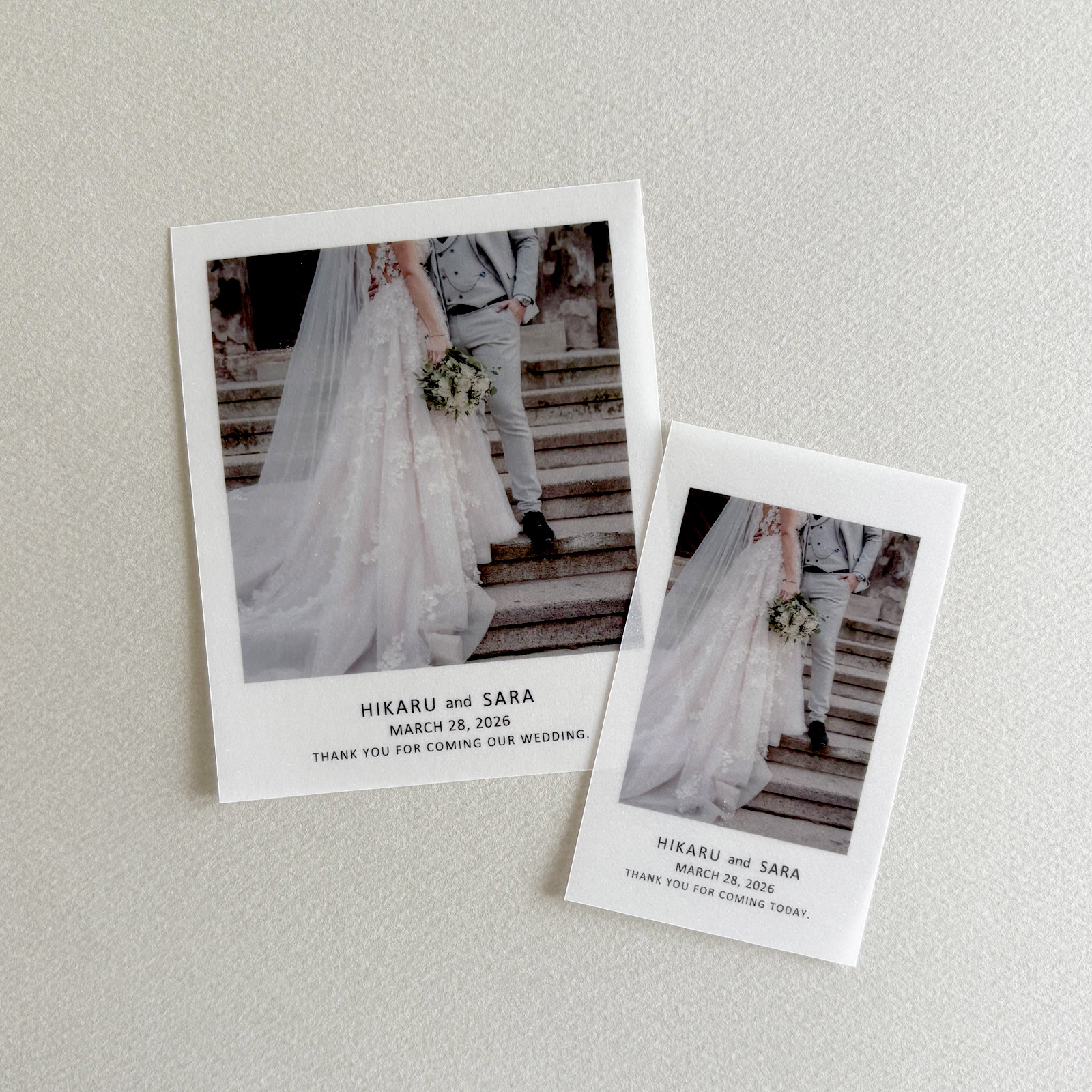 サンキューカード /100枚〜/結婚式/ポラロイド風 /写真入り〈TC-No.04〉