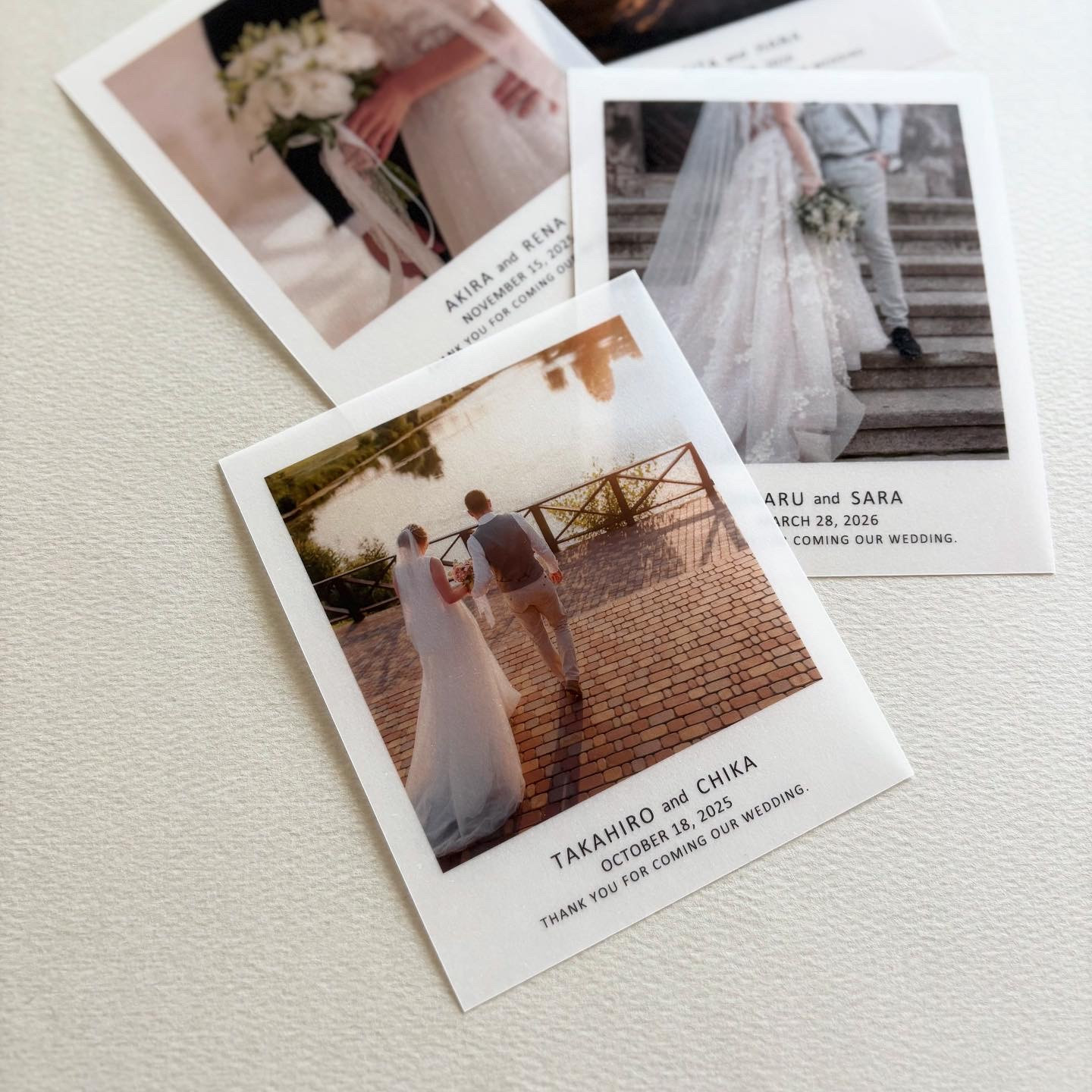 サンキューカード /100枚〜/結婚式/ポラロイド風 /写真入り〈TC-No.04〉