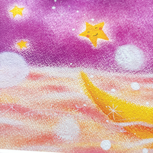 お月さんとくまちゃん】 ~送料無料~癒される絵 可愛い カラフル 癒し