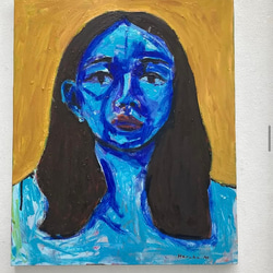 顔絵　飾り　絵画　絵 赤星孝「顔」油絵・変形2号 絵画買取・販売の小竹美術