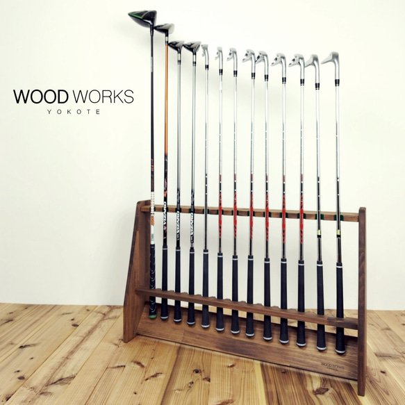 【美品】WOOD WORKS ゴルフクラブスタンド  じゃんぼ WOODWORKS ゴルフクラブスタンド 13本掛 木製 日本製 【 パター