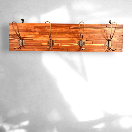 ヴィンテージ　ウォールハンガー　壁掛け　ハンガーラック 天然木の4連フック 壁掛け ハンガーラック ヴィンテージ風 コート