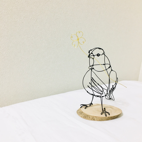 ワイヤーアート 小鳥 立体・オブジェ 玄米おむすび 通販