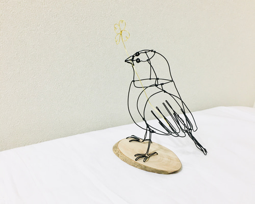 ワイヤーアート 小鳥 立体・オブジェ 玄米おむすび 通販
