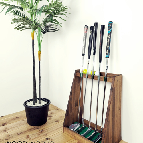 WOODWORKS パターラック 5本掛け 木製 日本製 【 パターマット
