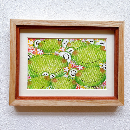 収穫【アクリル画】　絵画　絵　原画　キャンバス画　　抽象画　可愛い　カエル 収穫【アクリル画】 絵画 絵 原画 キャンバス画 抽象画 可愛い