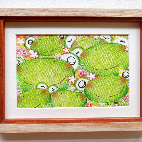 収穫【アクリル画】　絵画　絵　原画　キャンバス画　　抽象画　可愛い　カエル 収穫【アクリル画】 絵画 絵 原画 キャンバス画 抽象画 可愛い