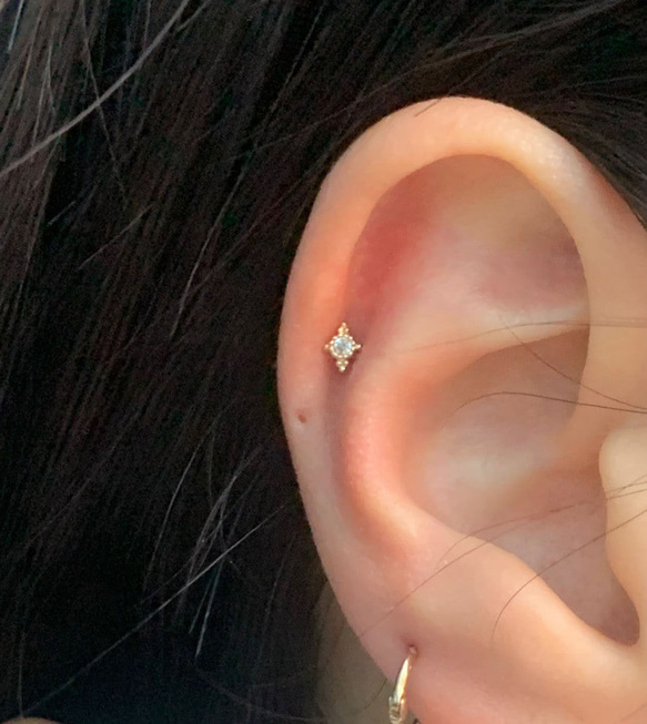 20g 18g 16g 14K金 ゴールド 星の光 スター ヘリックス 軟骨 トラガス イヤリング ピアス ラブレット 8枚目の画像