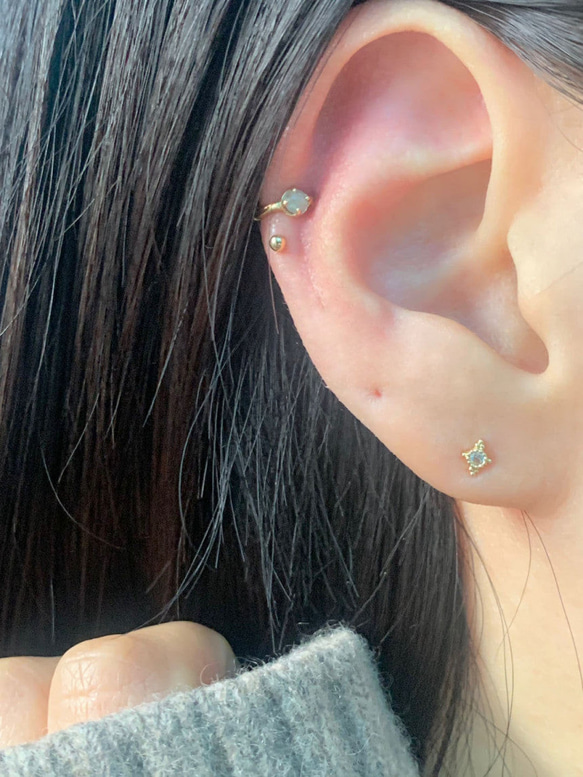20g 18g 16g 14K金 ゴールド 星の光 スター ヘリックス 軟骨 トラガス イヤリング ピアス ラブレット 10枚目の画像