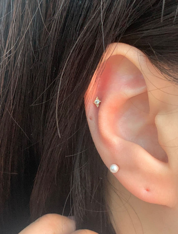 20g 18g 16g 14K金 ゴールド 星の光 スター ヘリックス 軟骨 トラガス イヤリング ピアス ラブレット 7枚目の画像