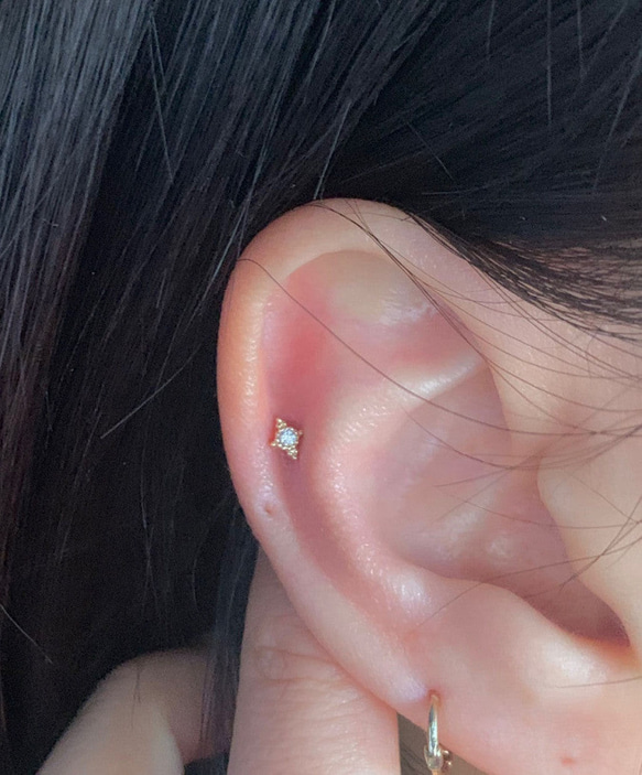 20g 18g 16g 14K金 ゴールド 星の光 スター ヘリックス 軟骨 トラガス イヤリング ピアス ラブレット 9枚目の画像