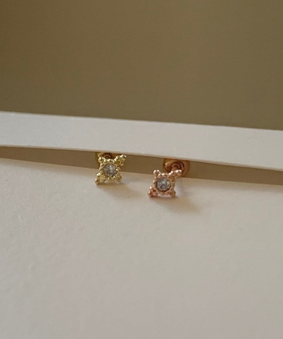 20g 18g 16g 14K金 ゴールド 星の光 スター ヘリックス 軟骨 トラガス イヤリング ピアス ラブレット 6枚目の画像