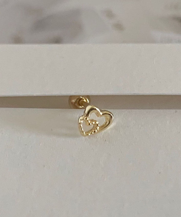 20g 18g 16g 14K金 ゴールド 心臓 ハート ヘリックス 軟骨 トラガス イヤリング ピアス ラブレット 13枚目の画像