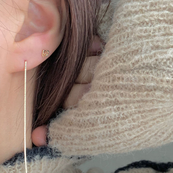 20g 18g 16g 14K金 ゴールド 心臓 ハート ヘリックス 軟骨 トラガス イヤリング ピアス ラブレット 7枚目の画像