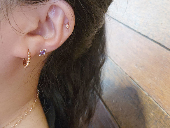 20g 18g 16g 14K金 ゴールド 星の光 スター ヘリックス 軟骨 トラガス イヤリング ピアス ラブレット 4枚目の画像