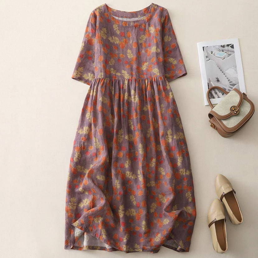 夏♡ワンピース♡通勤♡通学♡花柄♡綿麻