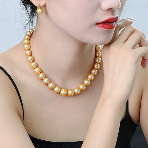 La Corser】高品質輸入 10.3-13mm 南洋ゴールドパール 天然海水パール