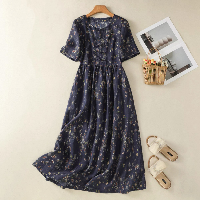 夏♡ワンピース♡通勤♡通学♡花柄♡綿麻