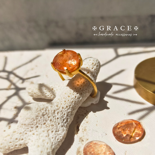 太陽の守護神✴魅惑のタンザニア産宝石質サンストーンの大粒リング