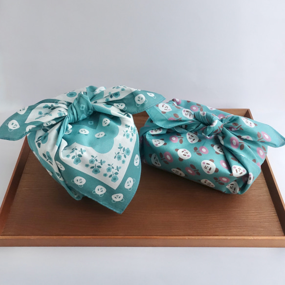 北欧パンダのハンカチ《ブルー》 8枚目の画像