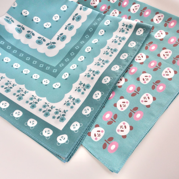 北欧パンダのハンカチ《ブルー》 6枚目の画像
