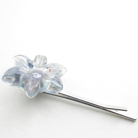 この花の名前は知らないけれど、クォーツがこの夏をひんやりとさせてくれる!!!<1点ものヘアピン>HP227 4枚目の画像