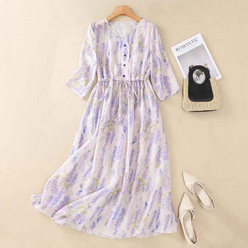 夏♡ワンピース♡通勤♡通学♡花柄♡綿麻