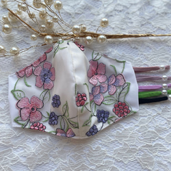 刺繍マスク】レース再入荷 春カラー ペールサーモン⋆⸜♡⸝‍⋆3