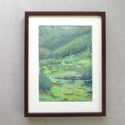 内灘砂丘・夕焼け（パステル画・マット紙付き）額縁：大衣 絵画