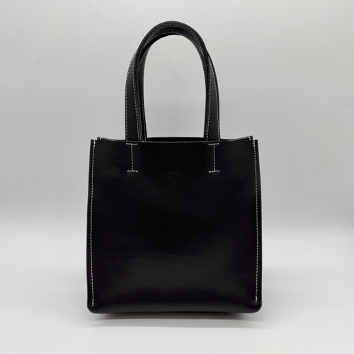 レザースクエアトートバッグ（ハンドメイド／ボックス型／マチ広め
