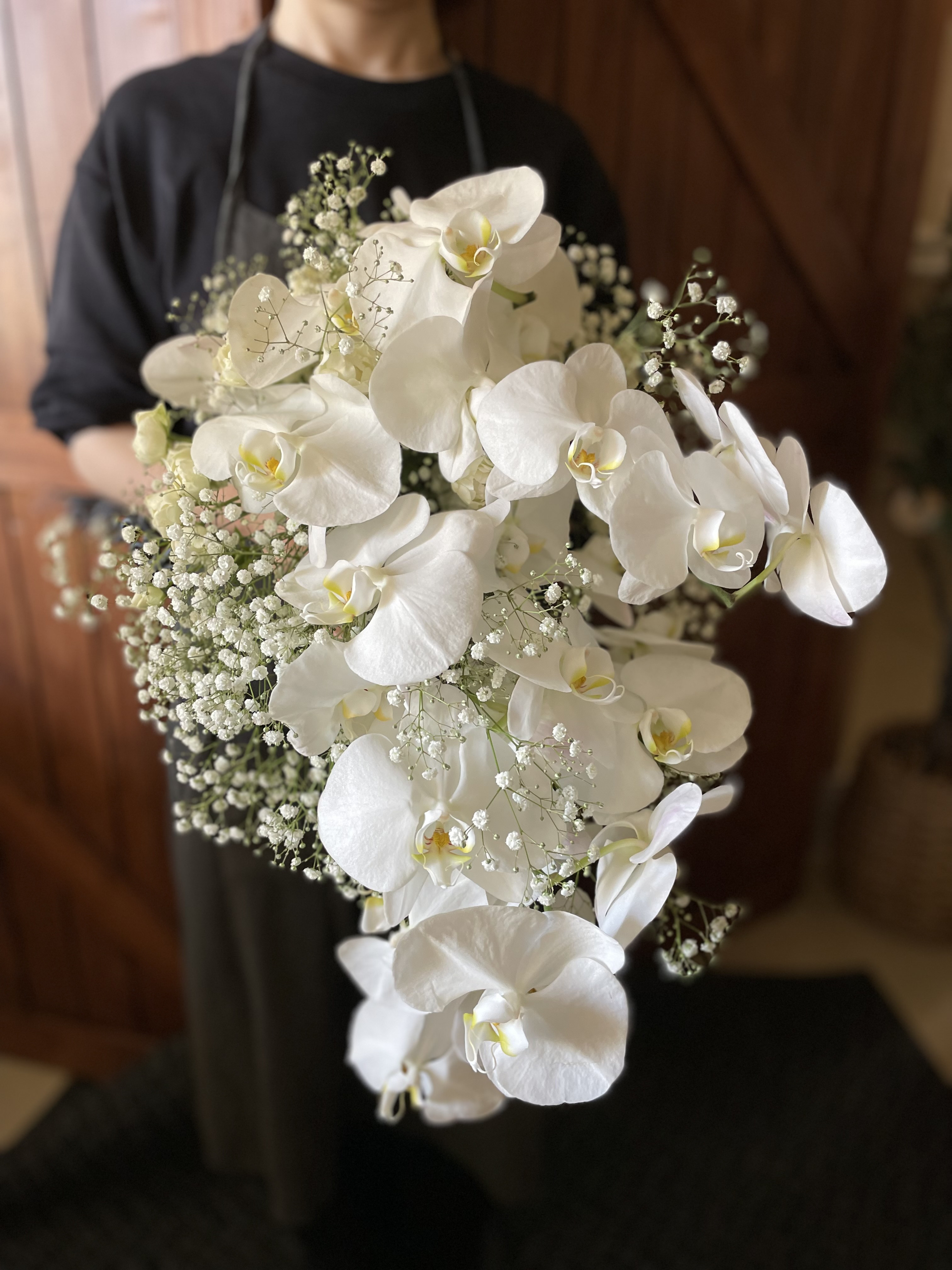 ウエディングブーケ　/L　　生花　ブーケ　前撮り　フォトウエディング　アーティフィシャルフラワー　造花　ドライフラワー